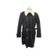 MANTEAU LONG HERMES 52 L CUIR NOIR COL MOUTON BLOUSON VESTE LEATHER COAT 9500€