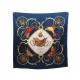 FOULARD HERMES SPRINGS PHILIPPE LEDOUX CARRE 90 SOIE BLEU MARINE SILK SCARF 385€