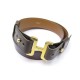 VINTAGE NEUF CEINTURE HERMES BOUCLE H DORE CUIR BOX MARRON + BOITE BELT 650€