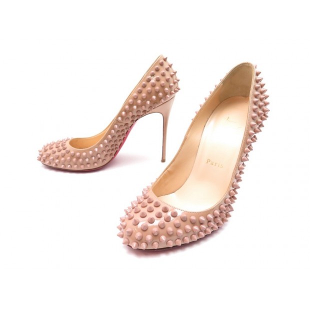 CHAUSSURES CHRISTIAN LOUBOUTIN ESCARPINS FIFI SPIKE 38 CUIR VERNIS SHOES 895€