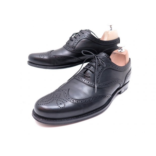 CHAUSSURES LOUIS VUITTON RICHELIEU BOUT FLEURI 7.5 41.5 EN CUIR NOIR SHOES 750€