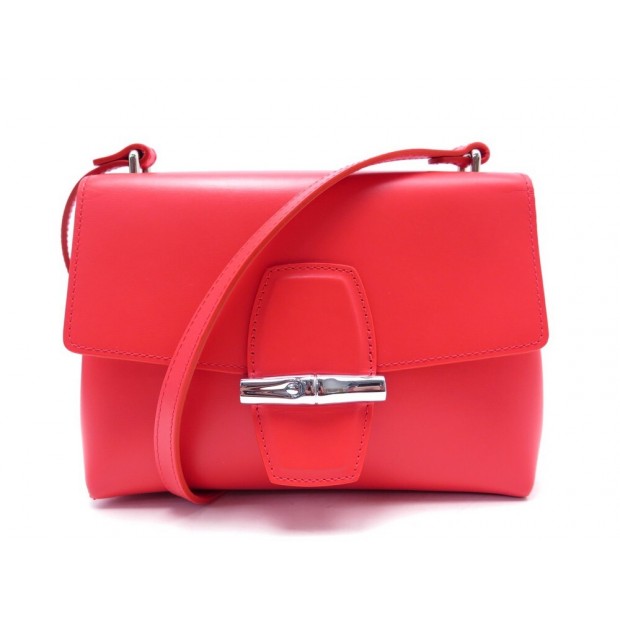 NEUF SAC A MAIN LONGCHAMP ROSEAU M 10094HSC BANDOULIERE CUIR CORAIL HANDBAG 420€