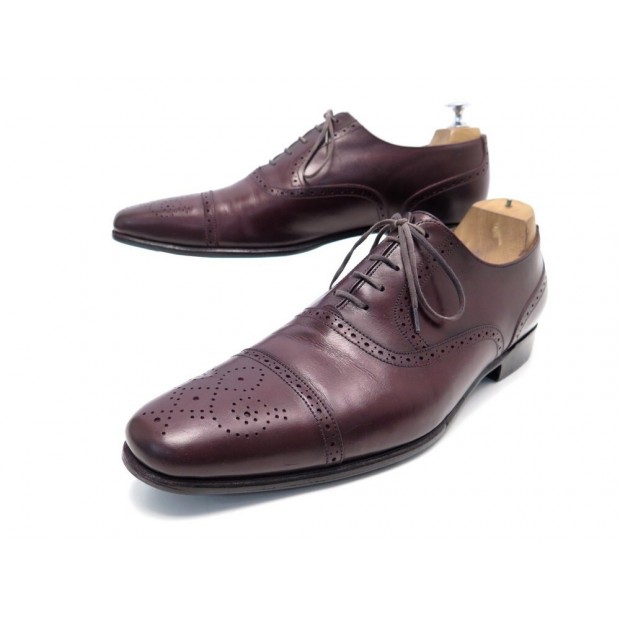 CHAUSSURES JM WESTON RICHELIEU BOUT FLEURI 8.5D 42.5 EN CUIR BORDEAUX SHOES 790€