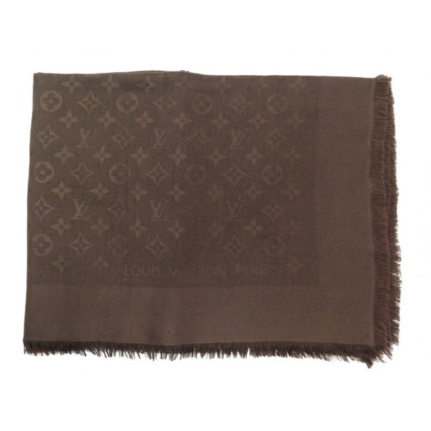 CHALE LOUIS VUITTON MONOGRAM 402336 EN SOIE LAINE MARRON SILK SCARF SHAWL 435€