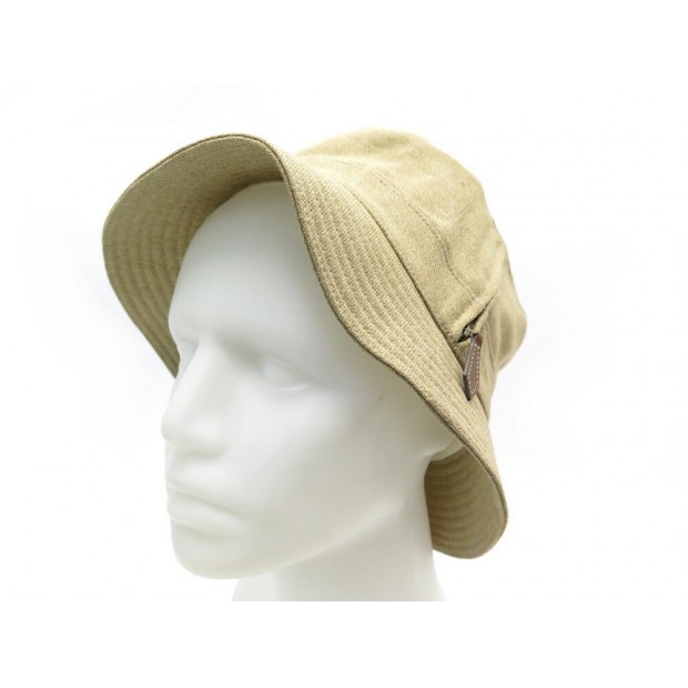 NEUF CHAPEAU HERMES VENDOME 57 051024N EN LIN CREPE BEIGE NEW LINEN HAT 305€