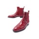 NEUF CHAUSSURES HERMES BOTTINES BRIGHTON EN CUIR VERNIS ROUGE TOMETTE BOOTS 990€