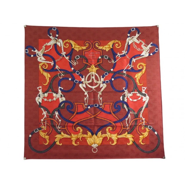 FOULARD HERMES L'INSTRUCTION DU ROY CARRE ORIGNY 90 SOIE BROCHEE JACQUARD 385€