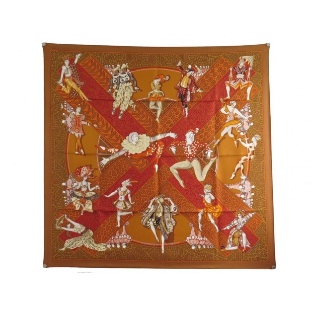 FOULARD HERMES LES BALLETS RUSSES FAIVRE CARRE 90 SOIE + BOITE SILK SCARF 385€