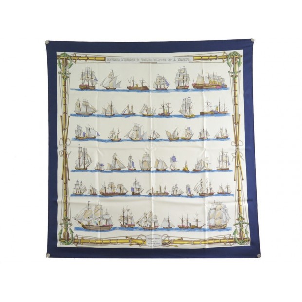 FOULARD HERMES NAVIRES D'EUROPE FRANCOISE HERON CARRE 90 EN SOIE SILK SCARF 385€