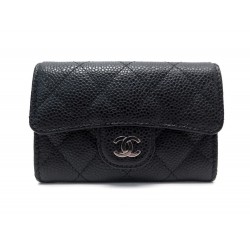 NEUF PORTE CARTES CHANEL CLASSIQUE TIMELESS A RABAT CUIR CAVIAR MATELASSE 450€