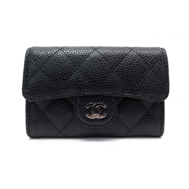 NEUF PORTE CARTES CHANEL CLASSIQUE TIMELESS A RABAT CUIR CAVIAR MATELASSE 450€