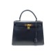 SAC A MAIN HERMES KELLY 29 SELLIER 1987 CUIR BOX BLEU NAVY DORE HAND BAG 7300€