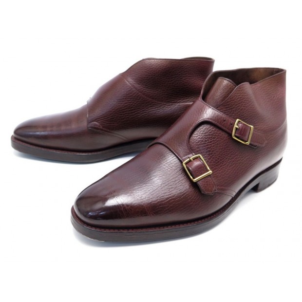 CHAUSSURES JOHN LOBB DEBEE 7.5E 42 BOTTINES BI BOUCLE CUIR PATINE + CIRAGE 1095€