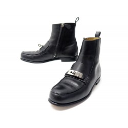 CHAUSSURES HERMES BOTTINES KELLY 39 EN CUIR NOIR BLACK LEATHER BOOTS SHOES 1150€