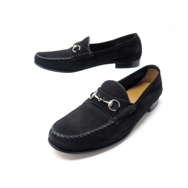 CHAUSSURES GUCCI MOCASSINS 1853 387891 40 MORS DAIM NOIR HORSEBIT LOAFERS 590€