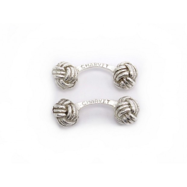 BOUTONS DE MANCHETTES CHARVET BOULES DE PASSEMENTERIE EN ARGENT MASSIF CUFFLINKS