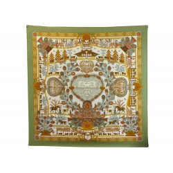 FOULARD HERMES DECOUPAGES PAR ANNE ROSAT EN SOIE VERT GREEN SILK SCARF 385€