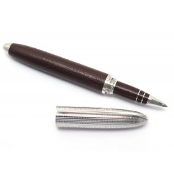 NEUF STYLO BILLE LOUIS VUITTON SPIRIT CUIR MARRON METAL ARGENTE ROLLERBALL 865€