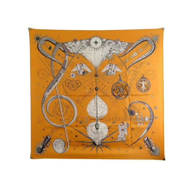 NEUF FOULARD HERMES QUINTESSENCE PAR ZOE PAUWELS EN SOIE ORANGE SILK SCARF 385€