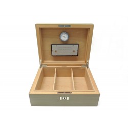 NEUF CAVE A CIGARE HERMES PAR ELIE BLEU EN BOIS TAUPE + BOITE NEW WOOD CIGAR BOX