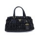 SAC A MAIN PRADA EN TOILE NYLON GAUFRE ET CUIR NOIR CANVAS HAND BAG PURSE 1995€