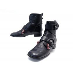 CHAUSSURES CHRISTIAN DIOR BOTTINES GATSBY 37.5 EN CUIR NOIR BOOTS SHOES 1700€