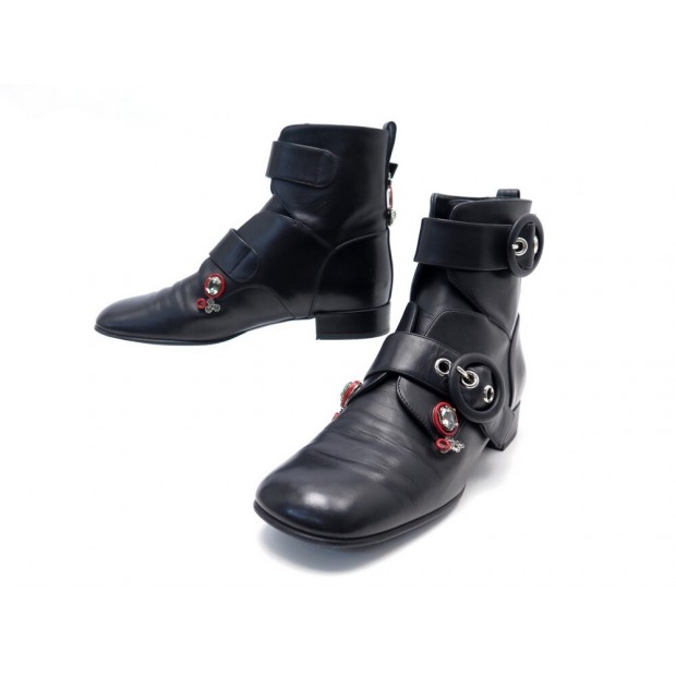 CHAUSSURES CHRISTIAN DIOR BOTTINES GATSBY 37.5 EN CUIR NOIR BOOTS SHOES 1700€