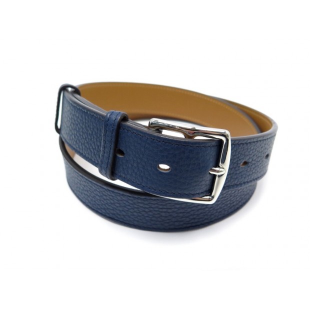 NEUF CEINTURE HERMES ETRIVIERE 95 EN CUIR TAURILLON CLEMENCE BLEU NEW BELT 695€