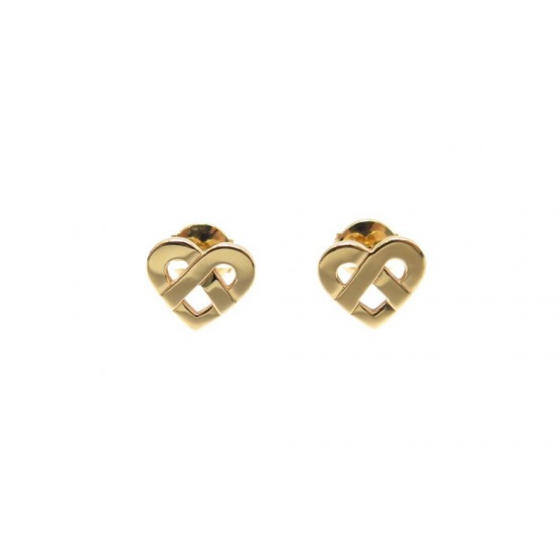 BOUCLES D'OREILLES POIRAY COEUR ENTRELACE OR ROSE + BOITE GOLD EARRINGS 1090€