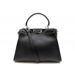 NEUF SAC A MAIN FENDI PEEKABOO MEDIUM 8BN290 BANDOULIERE CUIR GRAINE NOIR 3500€