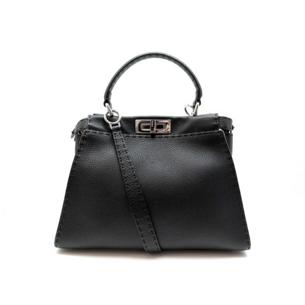 NEUF SAC A MAIN FENDI PEEKABOO MEDIUM 8BN290 BANDOULIERE CUIR GRAINE NOIR 3500€