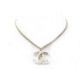 NEUF COLLIER CHANEL PENDENTIF LOGO CC PERLES & METAL DORE + BOITE NECKLACE