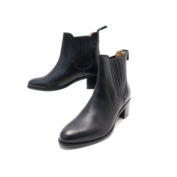 NEUF CHAUSSURES HESCHUNG BOTTINES CHELSEA 4.5 37.5 EN CUIR NOIR BOOTS SHOES 495€