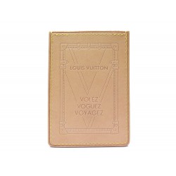 NEUF PORTE CARTES LOUIS VUITTON VOLEZ VOGUEZ VOYAGEZ EN CUIR NATUREL CARD HOLDER