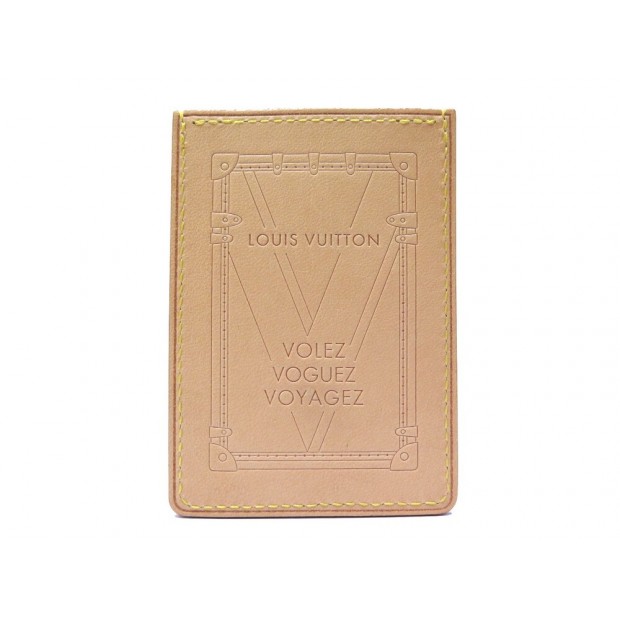 NEUF PORTE CARTES LOUIS VUITTON VOLEZ VOGUEZ VOYAGEZ EN CUIR NATUREL CARD HOLDER