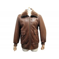 BLOUSON ZILLI PR AALLARD M 48 AVIATEUR EN CUIR COL FOURRURE FLIGHT JACKET 10500€