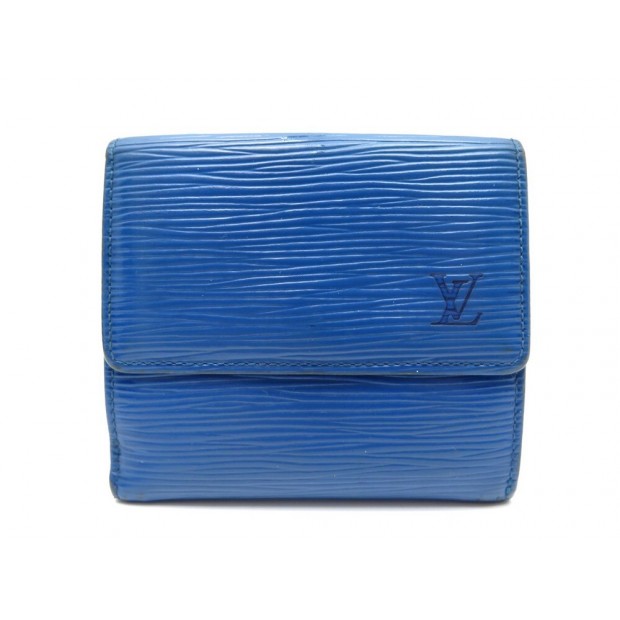 PORTEFEUILLE LOUIS VUITTON ELISE CUIR EPI BLEU PORTE MONNAIE LEATHER WALLET 445€