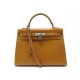 SAC A MAIN HERMES KELLY 32 CM SELLIER CUIR BARENIA ACIER BROSSE BANDOULIERE BAG