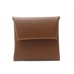 NEUF PORTE MONNAIE HERMES BASTIA EN CUIR EPSOM MARRON + BOITE NEW WALLET 184€