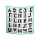 NEUF FOULARD HERMES LETTRES AU CARRE 90 ALPHABET SOIE BLANC NEW SILK SCAF 385€