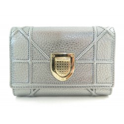 NEUF PORTEFEUILLE CHRISTIAN DIOR DIORAMA CUIR ARGENTE PORTE MONNAIE WALLET 500€