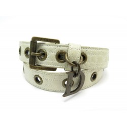 CEINTURE CHRISTIAN DIOR TAILLE 85 EN CUIR CANNAGE CREME BLANC LEATHER BELT 490€