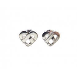 BOUCLES D'OREILLES POIRAY COEUR ENTRELACE OR BLANC + BOITE GOLD EARRINGS 1170€