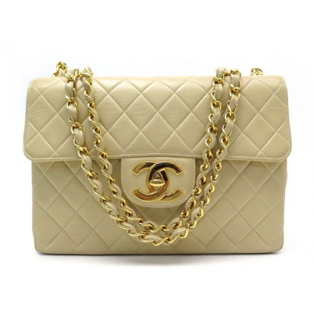 SAC A MAIN CHANEL TIMELESS JUMBO BANDOULIERE CUIR MATELASSE BEIGE HAND BAG 6600€