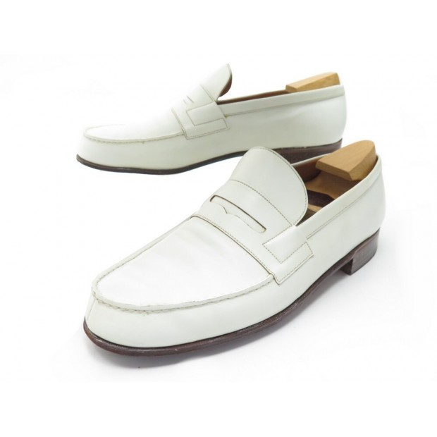 CHAUSSURES JM WESTON MOCASSINS 180 8C 42 EN CUIR BLANC EMBAUCHOIRS LOAFERS 715€