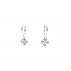 NEUF BOUCLES D'OREILLES DJULA PAIRE CREOLES TREFLE AM01851E OR & DIAMANTS 1060€