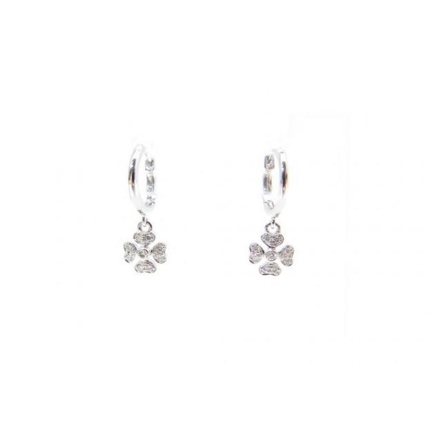 NEUF BOUCLES D'OREILLES DJULA PAIRE CREOLES TREFLE AM01851E OR & DIAMANTS 1060€