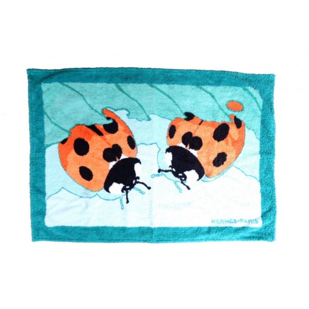 SERVIETTE DE PLAGE HERMES COCCINELLES 90x63 CM DRAP DE BAIN EN COTON TOWEL 420€