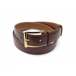 NEUF CEINTURE JM WESTON DEMI-JONC T85 EN CUIR BOX MELEZE & BOUCLE PLAQUE OR 395€