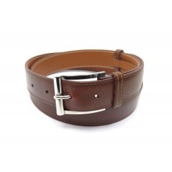 CEINTURE JM WESTON DEMI-JONC T85 EN CUIR BOX MELEZE ET BOUCLE PLAQUE ARGENT 395€